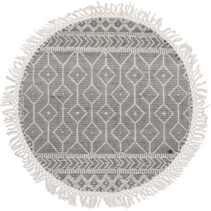 Apaļš Plakana Pinuma Paklājs Macrame Grey
