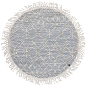 Apaļš Plakana Pinuma Paklājs Macrame Blue