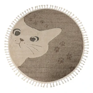 Apaļš Bērnu Paklājs Funny Cat