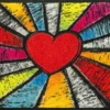Durvju paklājiņš Pop Art Heart - Thumbnail Image 1